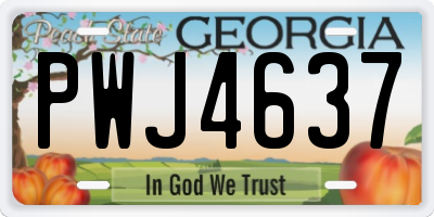 GA license plate PWJ4637