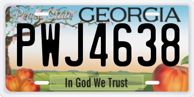 GA license plate PWJ4638