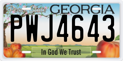 GA license plate PWJ4643