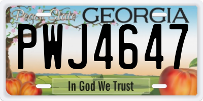 GA license plate PWJ4647