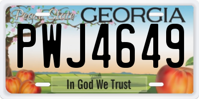 GA license plate PWJ4649