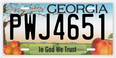 GA license plate PWJ4651