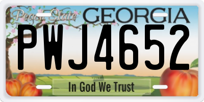 GA license plate PWJ4652