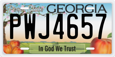 GA license plate PWJ4657