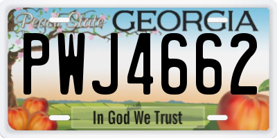 GA license plate PWJ4662