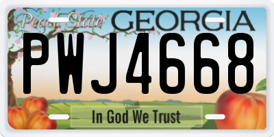 GA license plate PWJ4668