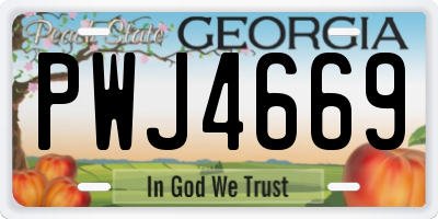 GA license plate PWJ4669