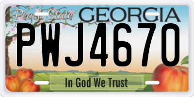 GA license plate PWJ4670