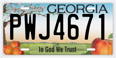 GA license plate PWJ4671