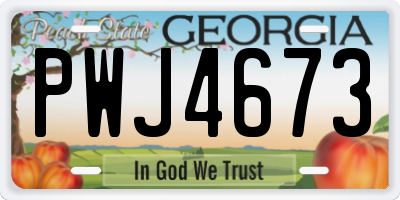 GA license plate PWJ4673
