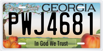 GA license plate PWJ4681