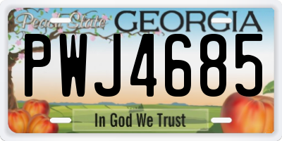 GA license plate PWJ4685