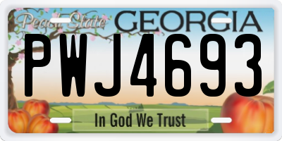 GA license plate PWJ4693