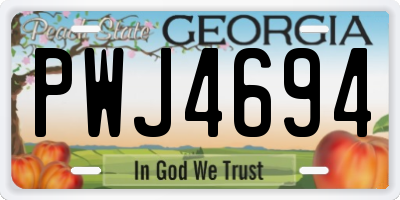 GA license plate PWJ4694