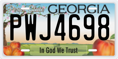 GA license plate PWJ4698