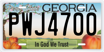 GA license plate PWJ4700