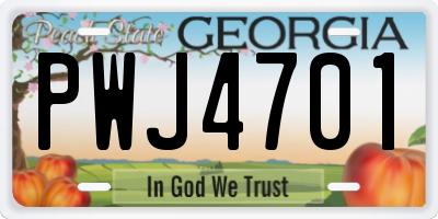 GA license plate PWJ4701