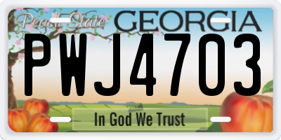 GA license plate PWJ4703
