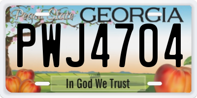 GA license plate PWJ4704