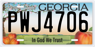 GA license plate PWJ4706