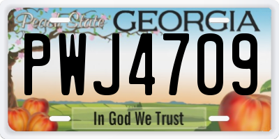 GA license plate PWJ4709