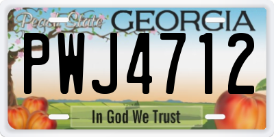 GA license plate PWJ4712