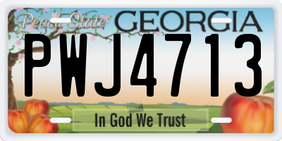 GA license plate PWJ4713