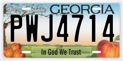 GA license plate PWJ4714