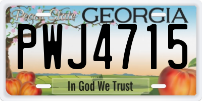 GA license plate PWJ4715