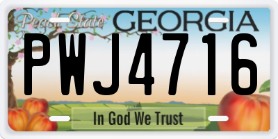 GA license plate PWJ4716