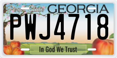 GA license plate PWJ4718