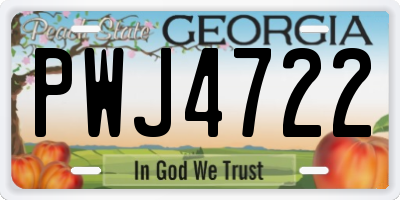 GA license plate PWJ4722