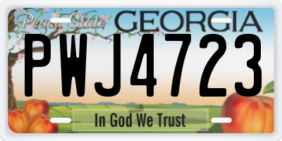 GA license plate PWJ4723