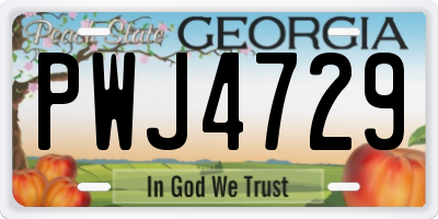GA license plate PWJ4729