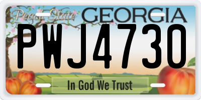 GA license plate PWJ4730