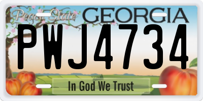 GA license plate PWJ4734