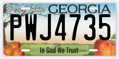 GA license plate PWJ4735