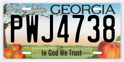 GA license plate PWJ4738
