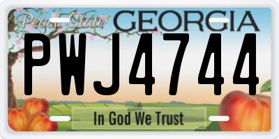 GA license plate PWJ4744