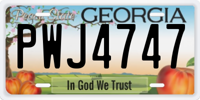 GA license plate PWJ4747
