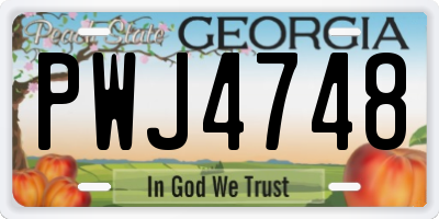GA license plate PWJ4748