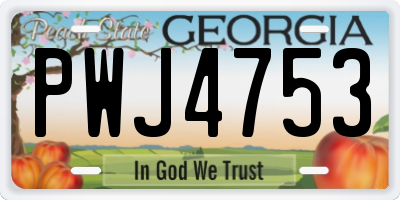 GA license plate PWJ4753
