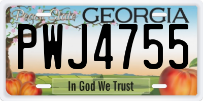 GA license plate PWJ4755