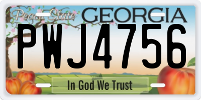 GA license plate PWJ4756