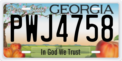GA license plate PWJ4758