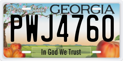 GA license plate PWJ4760