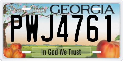 GA license plate PWJ4761