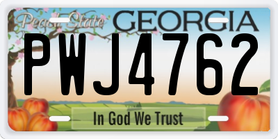 GA license plate PWJ4762