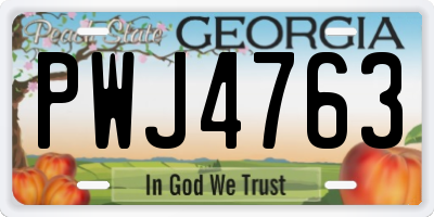 GA license plate PWJ4763