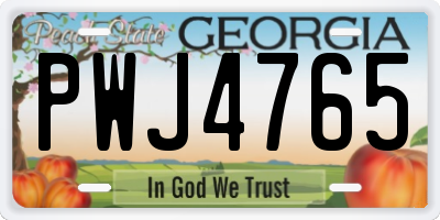 GA license plate PWJ4765